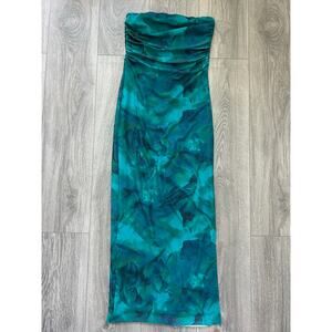 Women’s Tie Dye Tube Bodycon Maxi Dress With Slit - Size Small